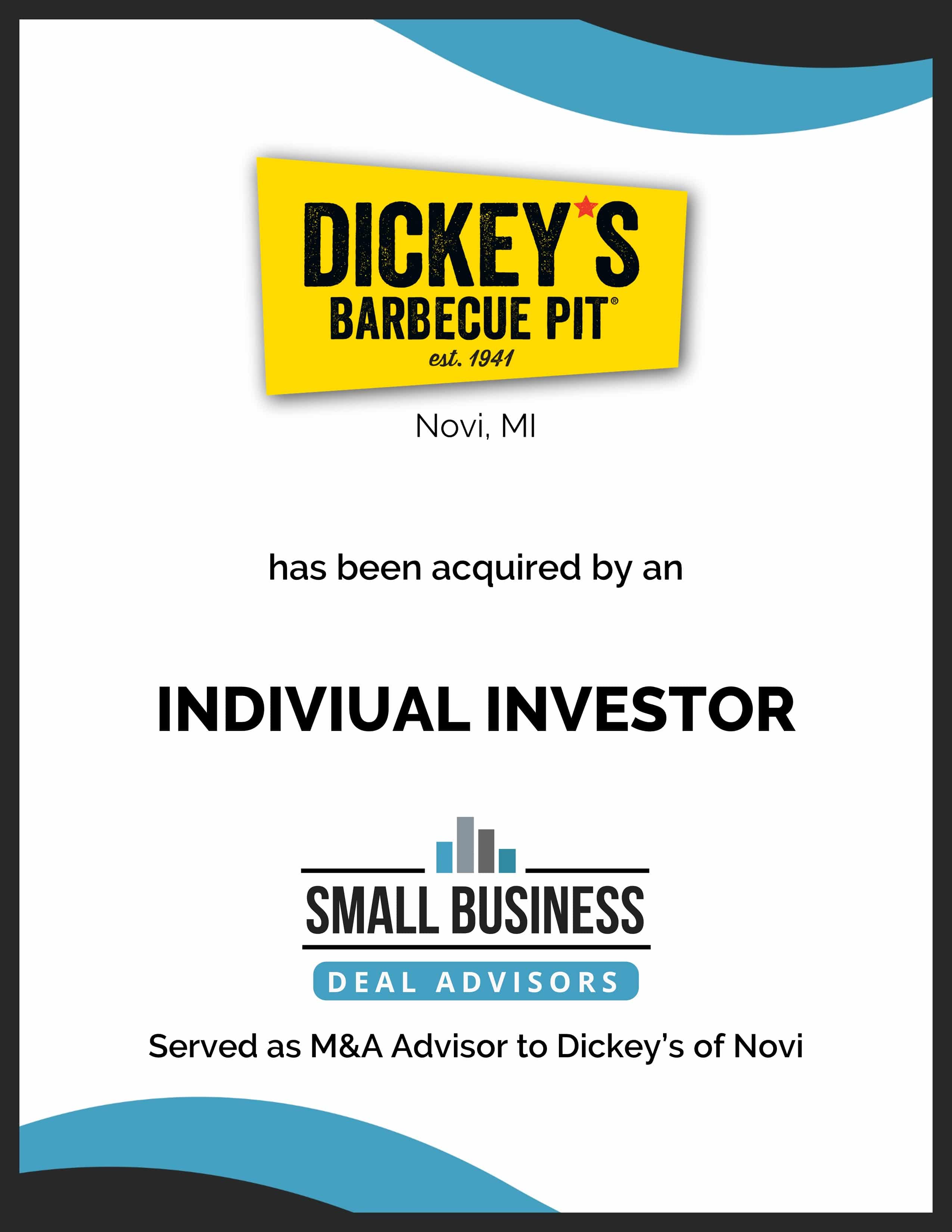 Dickey's of Novi Sold to an Individual Investor