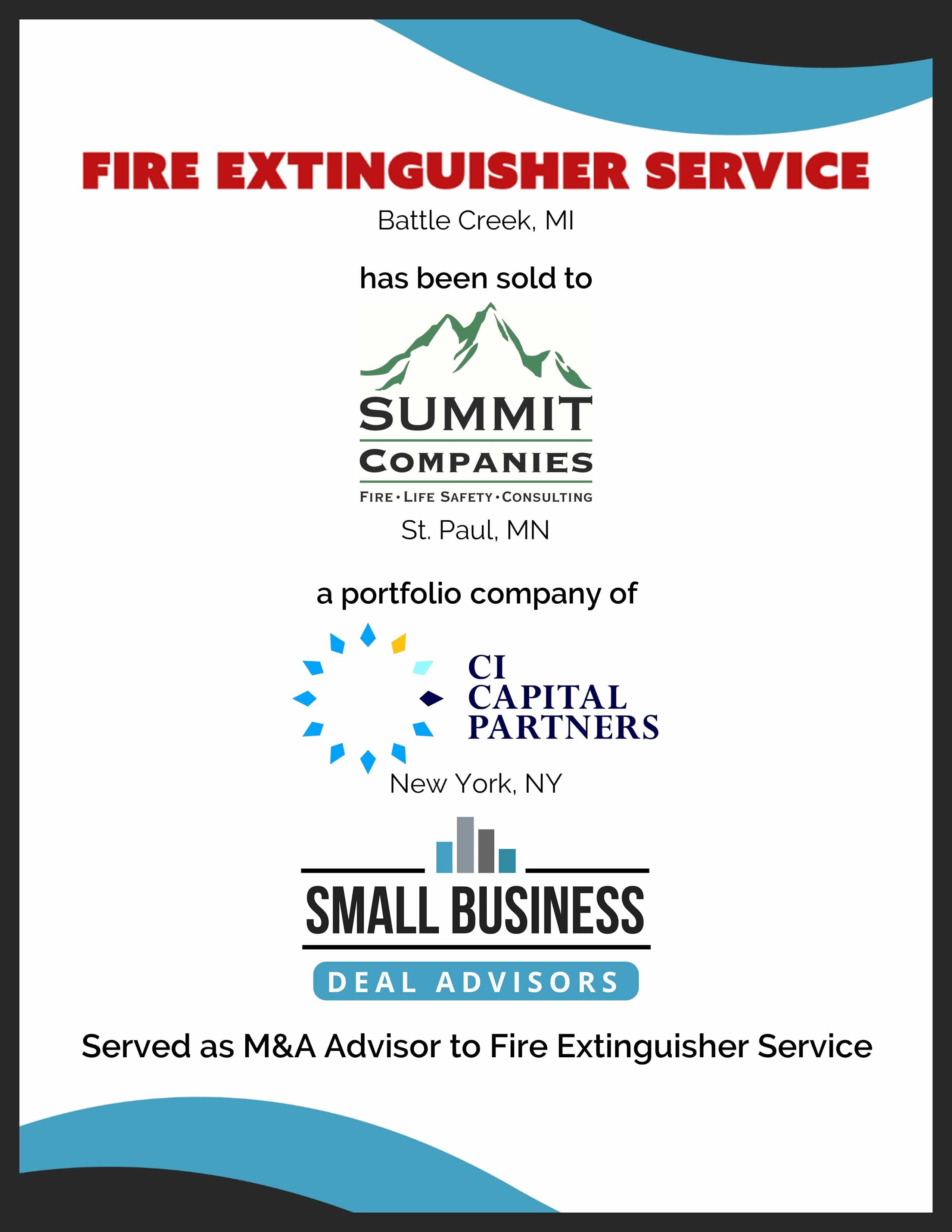 Fire Extinguisher Service Sold to Summit Companies CI Capital Partners