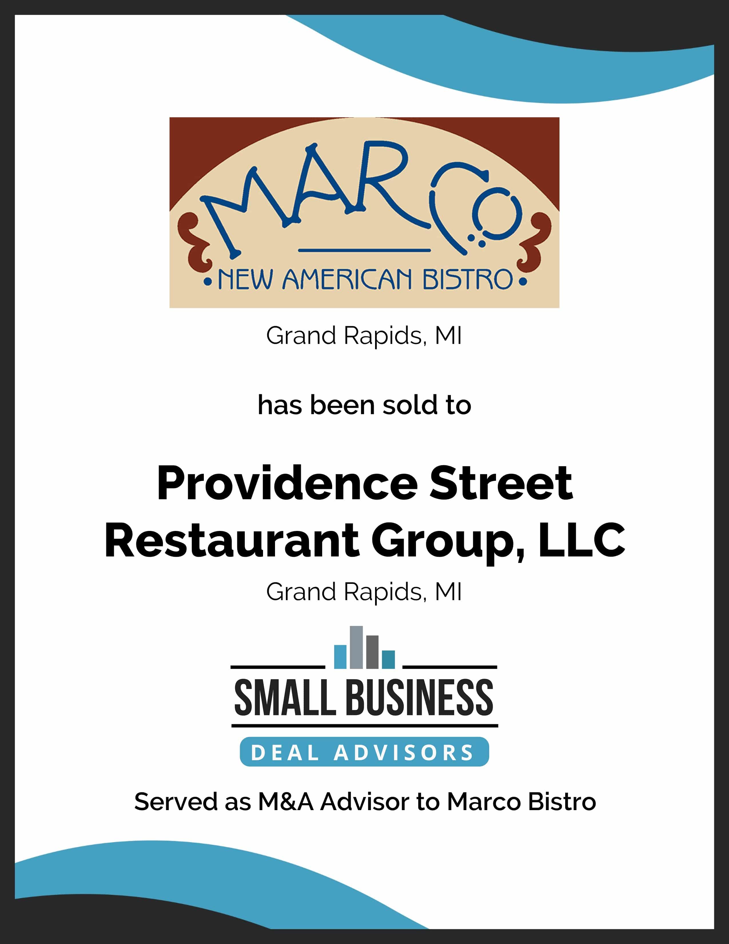 Marco Bistro Acquired by Providence Street Restaurant Group
