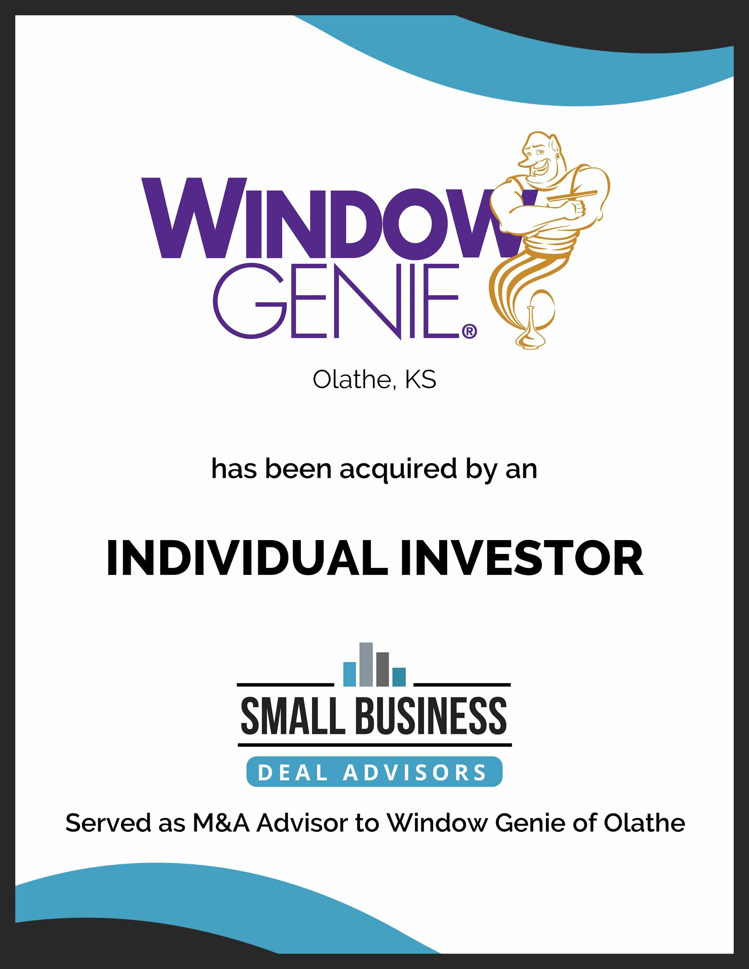 Window Genie of Olathe KS Sold to an Individual Investor